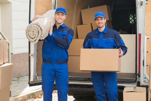 A moving van ready for flat removals in Camberwell outside a residential block