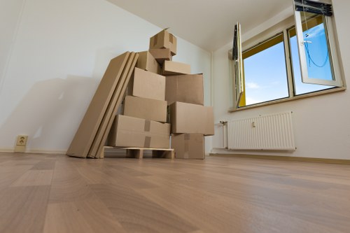Moving boxes and packed household items ready for a home move in Camberwell