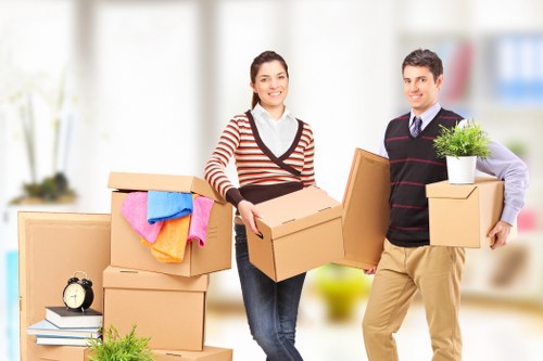 Business relocation items prepared for a removals van service