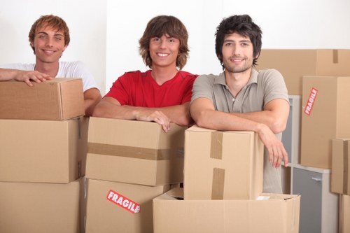 Packed moving boxes and furniture ready for local removals in Camberwell