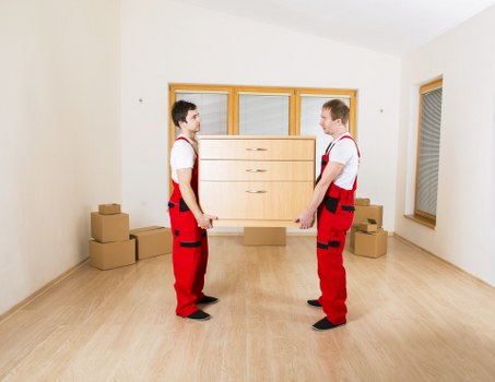 Furniture and boxes arranged during a local Camberwell house move