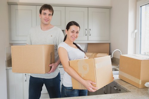 Camberwell office removals with packed furniture and equipment ready for transport